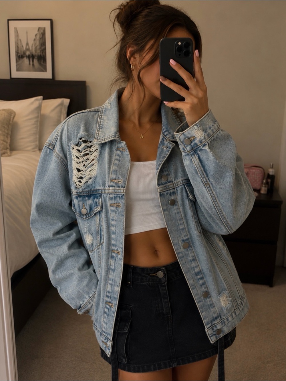 Light Blue Distressed Denim Jacket